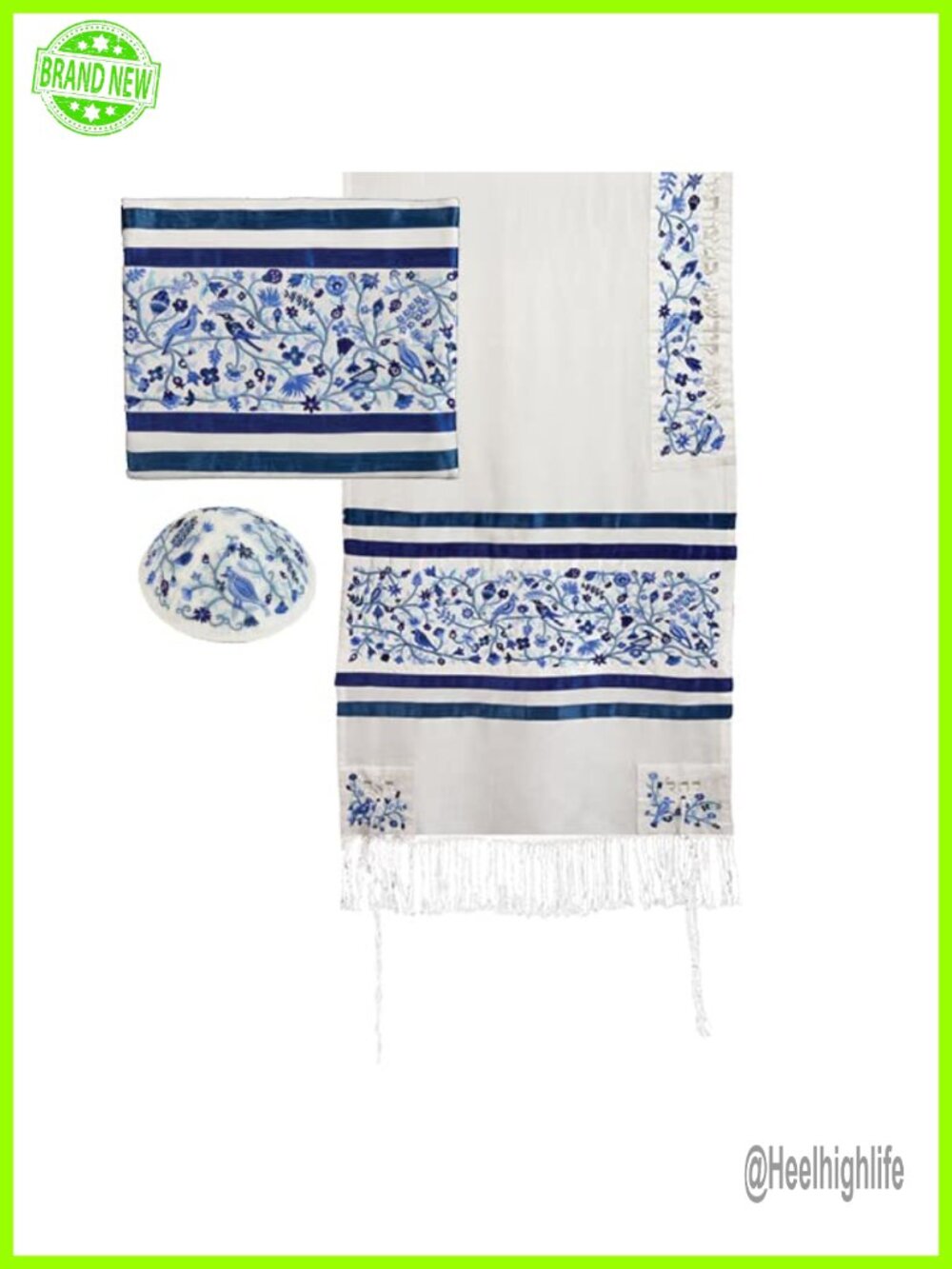 Yair Emanuel Tallit Embroidered Matriarchs Prayer Shawl with Bag & Kippah